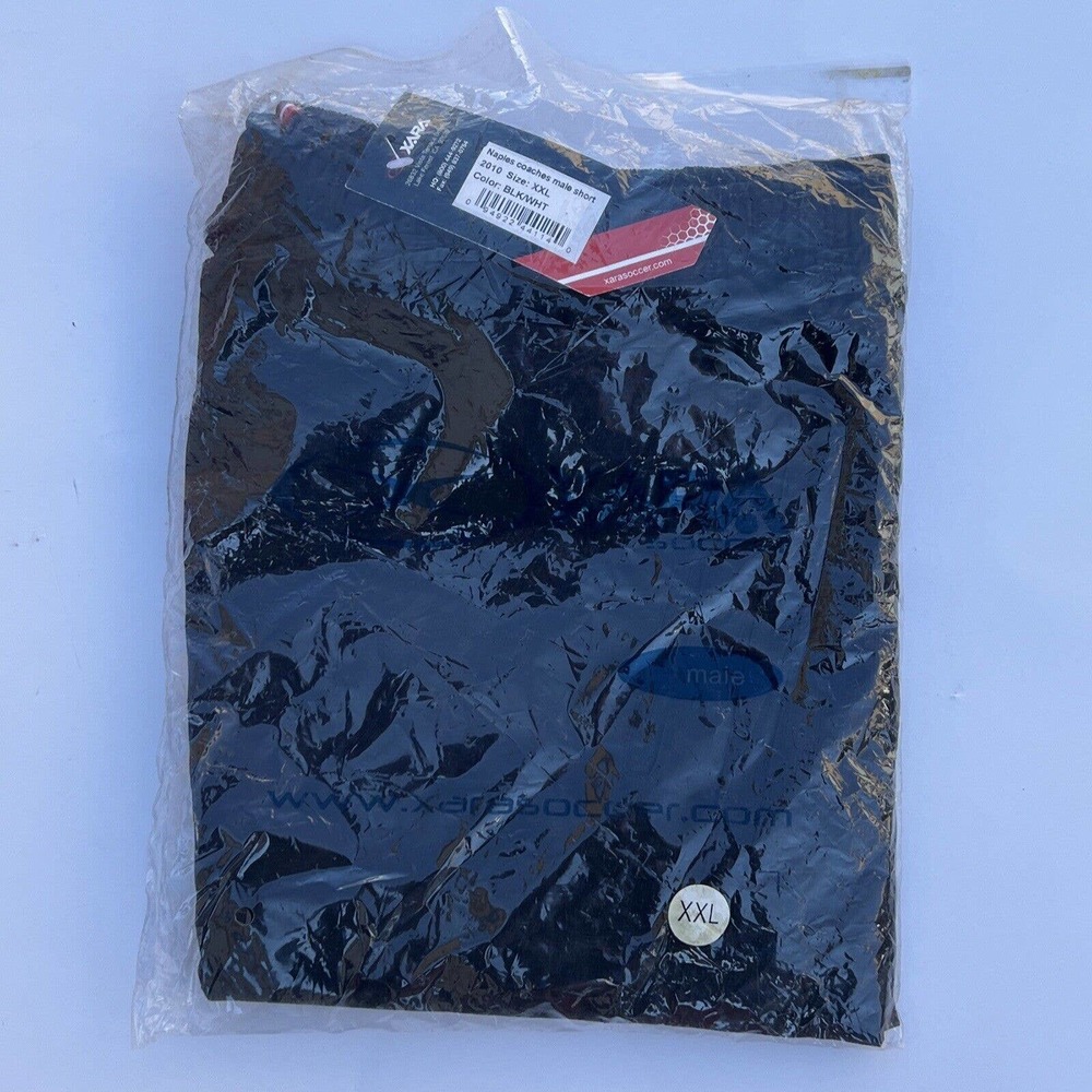 New Old Stock Men's Black XARA Soccer Athletic Polyester Shorts Size XXL Naples